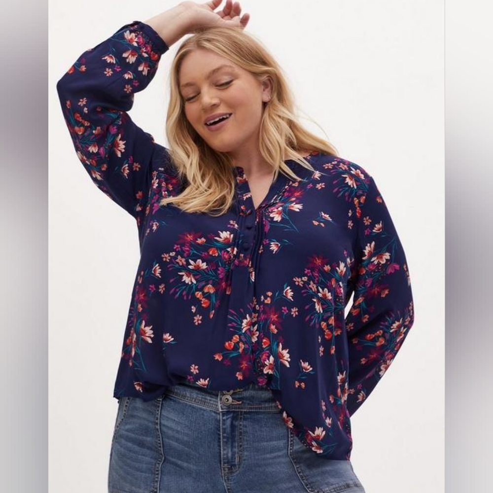 Georgette Pintuck Button-Front Blouse - image 2